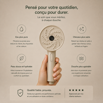 PureRise — Pommeau de Douche Filtrant Anti-Calcaire