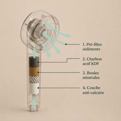 PureRise — Pommeau de Douche Filtrant Anti-Calcaire